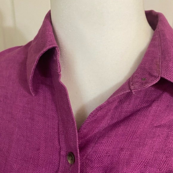 Ralph Lauren Black label Linen Logo button down fuchsia blouse - Picture 5 of 7